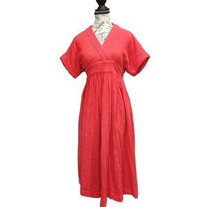 Hatch Carolina Midi Maternity Dress Womens 0 Red Gauzy Flowy Pregancy Designer